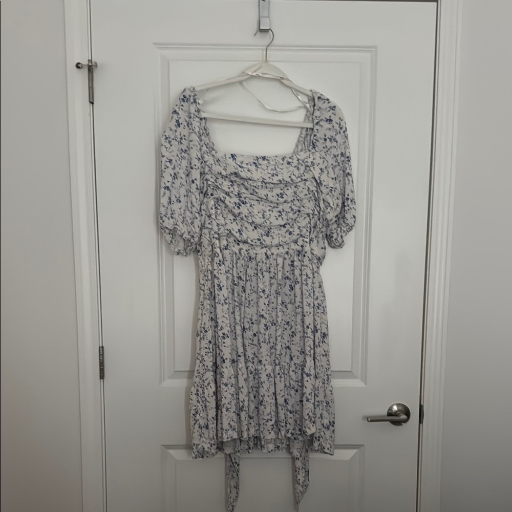 ARULA Blue and White Floral Mini Dress